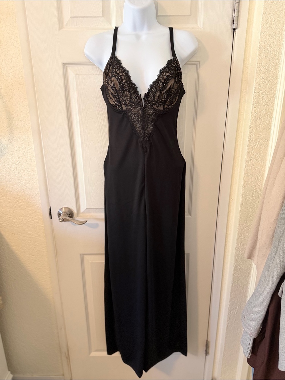 Black Lace-Trim Jumpsuit Romper with Sheer Bodice